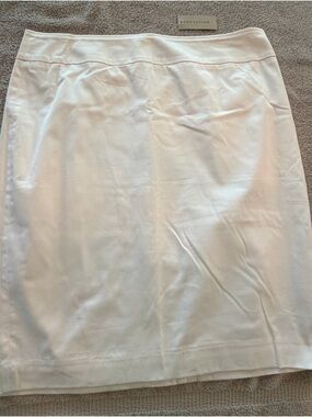 Ann Taylor White Lined Pencil Skirt